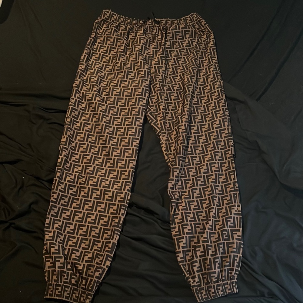 Fendi Tapered Logo-Print Shell Drawstring Trousers
